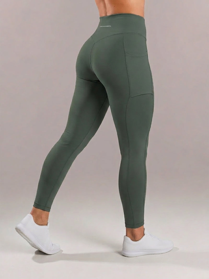 Women's High Waisted Functional Leggings - Olive Green