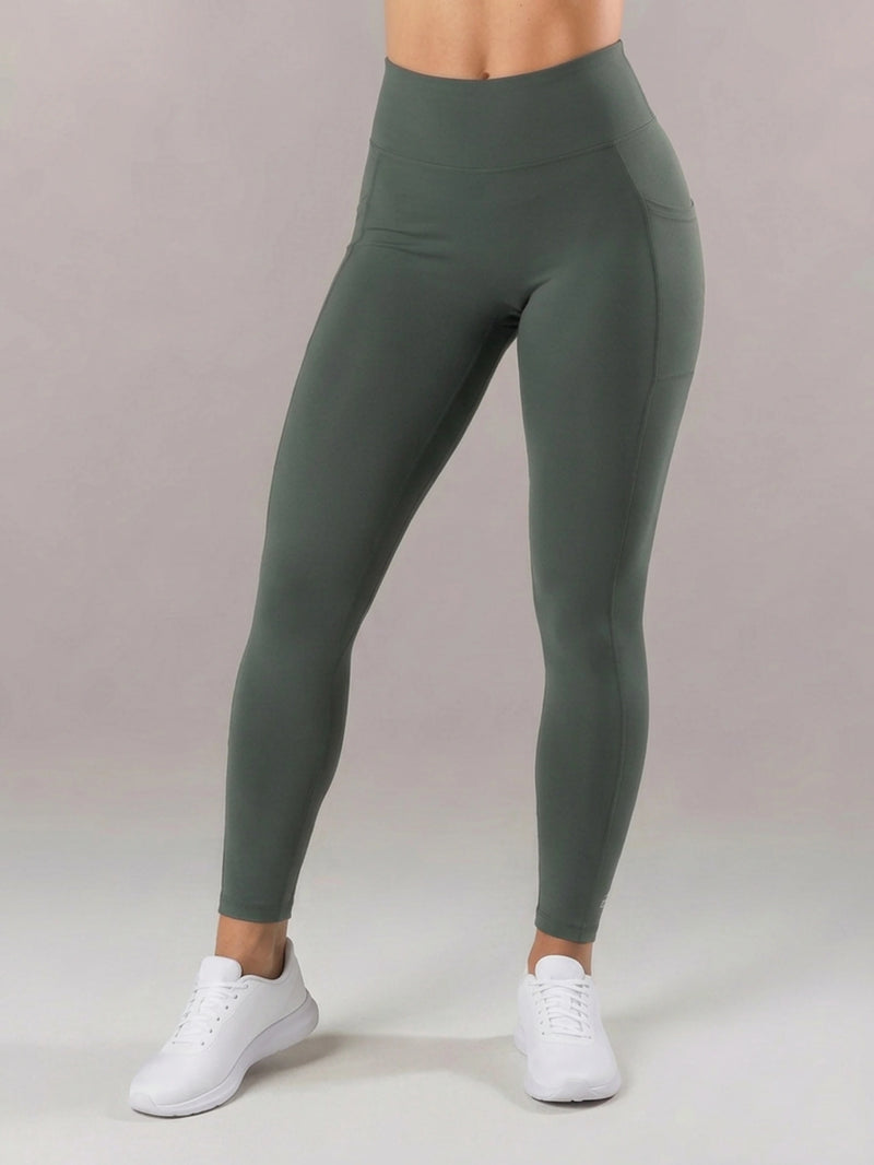 Women's High Waisted Functional Leggings - Olive Green